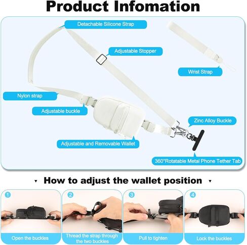 Phone Strap Crossbody Wrist Strap, Upgraded Phone Lanyard with Adjustable Purse | Anti Theft Phone Strap for All Smartphones | Includes 2-Pack 360° Phone Tabs & Soft Silicone Pad in Kuwait