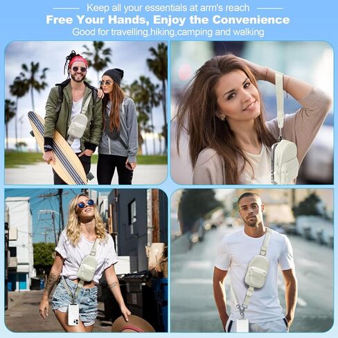 Phone Strap Crossbody Wrist Strap, Upgraded Phone Lanyard with Adjustable Purse | Anti Theft Phone Strap for All Smartphones | Includes 2-Pack 360° Phone Tabs & Soft Silicone Pad in Kuwait