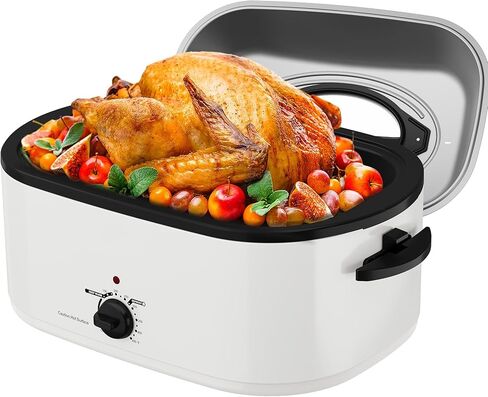 Sunvivi Electric Roaster, 26 Quart Electric Roaster Oven with Glass Lid, Turkey Roaster Oven Buffet with Self-Basting Lid, Removable Pan, Cool-Touch Handles, Blue in Kuwait
