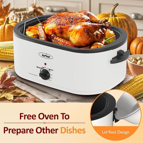 Sunvivi Electric Roaster, 26 Quart Electric Roaster Oven with Glass Lid, Turkey Roaster Oven Buffet with Self-Basting Lid, Removable Pan, Cool-Touch Handles, Blue in Kuwait