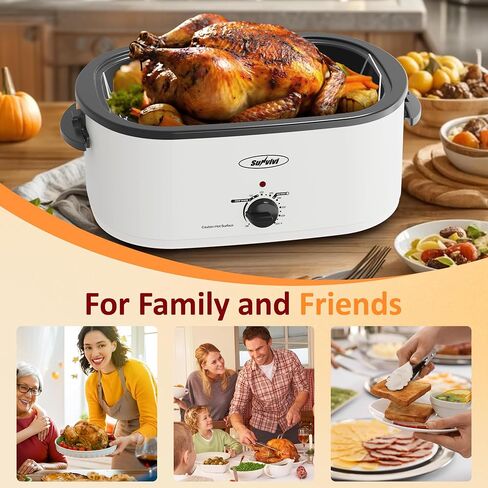 Sunvivi Electric Roaster, 26 Quart Electric Roaster Oven with Glass Lid, Turkey Roaster Oven Buffet with Self-Basting Lid, Removable Pan, Cool-Touch Handles, Blue in Kuwait