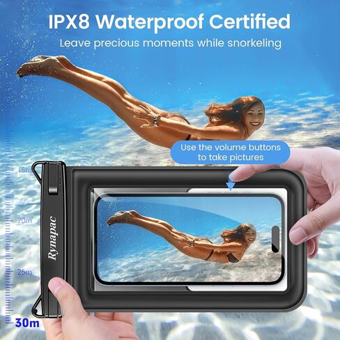 Rynapac Waterproof Phone Pouch Floating [Up to 8.5''], 2 Pack IPX8 Dry Bag | Touchscreen & Underwater Photography, Adjustable Lanyard, for iPhone 17 16 15 14 Pro Max, Gglaxy S25, Beach Cruise Essentials in Kuwait