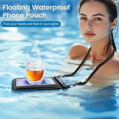 Rynapac Waterproof Phone Pouch Floating [Up to 8.5''], 2 Pack IPX8 Dry Bag | Touchscreen & Underwater Photography, Adjustable Lanyard, for iPhone 17 16 15 14 Pro Max, Gglaxy S25, Beach Cruise Essentials in Kuwait