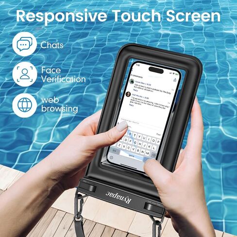 Rynapac Waterproof Phone Pouch Floating [Up to 8.5''], 2 Pack IPX8 Dry Bag | Touchscreen & Underwater Photography, Adjustable Lanyard, for iPhone 17 16 15 14 Pro Max, Gglaxy S25, Beach Cruise Essentials in Kuwait