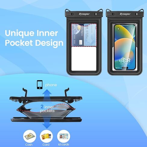 Rynapac Waterproof Phone Pouch Floating [Up to 8.5''], 2 Pack IPX8 Dry Bag | Touchscreen & Underwater Photography, Adjustable Lanyard, for iPhone 17 16 15 14 Pro Max, Gglaxy S25, Beach Cruise Essentials in Kuwait