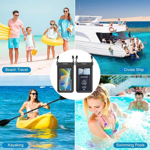 Rynapac Waterproof Phone Pouch Floating [Up to 8.5''], 2 Pack IPX8 Dry Bag | Touchscreen & Underwater Photography, Adjustable Lanyard, for iPhone 17 16 15 14 Pro Max, Gglaxy S25, Beach Cruise Essentials in Kuwait