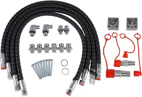 2pcs 3-Way Hydraulic Diverter Valve Kit Compatible with 1-2 Ton Chinese Mini Excavators, Includes Quick Connects, M14 Connectors, 31" Flexible Hoses, Screws, for Industrial Attachments Use in Saudi Arabia