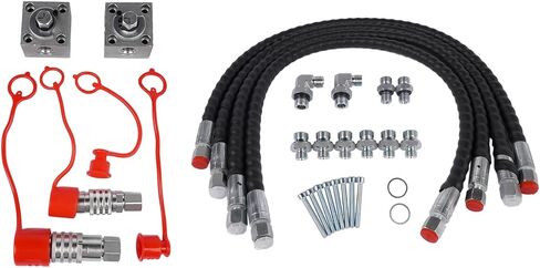 2pcs 3-Way Hydraulic Diverter Valve Kit Compatible with 1-2 Ton Chinese Mini Excavators, Includes Quick Connects, M14 Connectors, 31" Flexible Hoses, Screws, for Industrial Attachments Use in Saudi Arabia