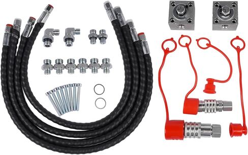 2pcs 3-Way Hydraulic Diverter Valve Kit Compatible with 1-2 Ton Chinese Mini Excavators, Includes Quick Connects, M14 Connectors, 31" Flexible Hoses, Screws, for Industrial Attachments Use in Saudi Arabia