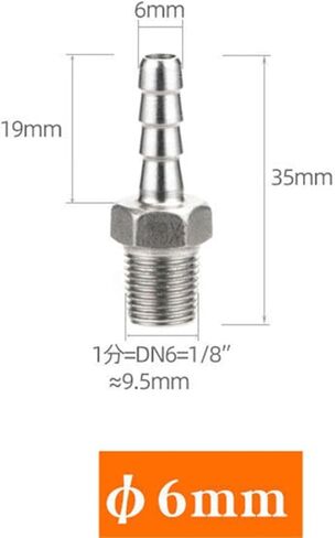 2pcs 6mm 8mm 10mm 12mm 1/2 "1/4" 3/8 "1/8" 304 تركيب خرطوم ملولب من الفولاذ المقاوم للصدأ ، موصل مفصل المعبد لخطوط الوقود المائية للهواء (أنبوب 10 مم ، 1/8 ") in Kuwait