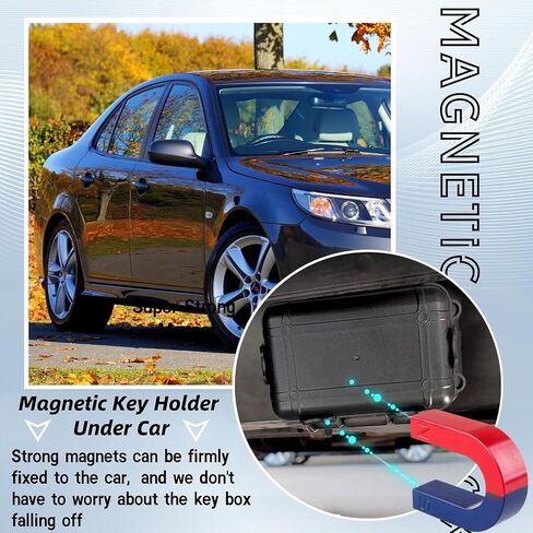 Magnetic Key Holder for Car, Hide A Key Outside Magnetic Key Box, Waterproof Secure Car Key Case with Strong Magnets for Under Car,Outdoor Travel,Spare Key Hider for Home in Kuwait