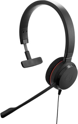 Jabra Evolve 20 Wired Headset (2025 Edition) - سماعة رأس سلكية واحدة للمكتب والعمل من المنزل - التحكم في المكالمات - معتمدة لفرق MS - USB -C/A Connectivity - Black in Saudi Arabia