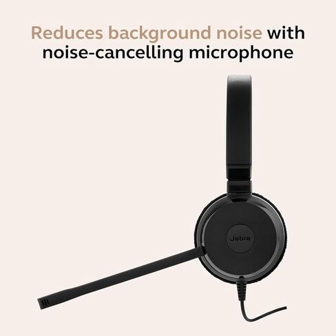 Jabra Evolve 20 Wired Headset (2025 Edition) - سماعة رأس سلكية واحدة للمكتب والعمل من المنزل - التحكم في المكالمات - معتمدة لفرق MS - USB -C/A Connectivity - Black in Saudi Arabia
