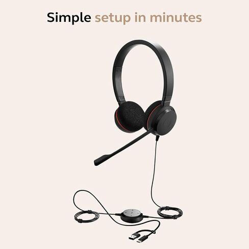 Jabra Evolve 20 Wired Headset (2025 Edition) - Single-Ear Wired Headset for Office and Work from Home - Call Control - Certified for MS Teams - USB-C/A Connectivity - Black in Saudi Arabia