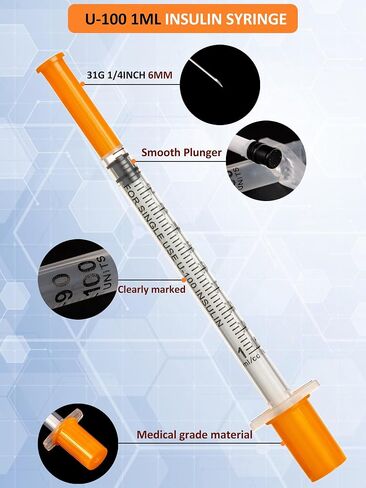 20 Pack 1ml Disposable Syringe, 31G 1cc 1/4 Inch (6mm) Lab Supplies Syringes, Individually Wrapped in Kuwait