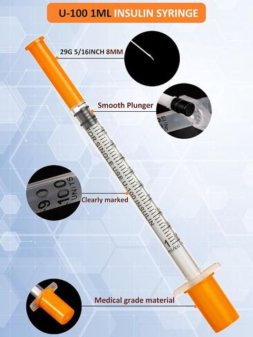 20 Pack 1ml Disposable Syringe, 31G 1cc 1/4 Inch (6mm) Lab Supplies Syringes, Individually Wrapped in Kuwait