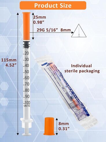 20 Pack 1ml Disposable Syringe, 31G 1cc 1/4 Inch (6mm) Lab Supplies Syringes, Individually Wrapped in Kuwait