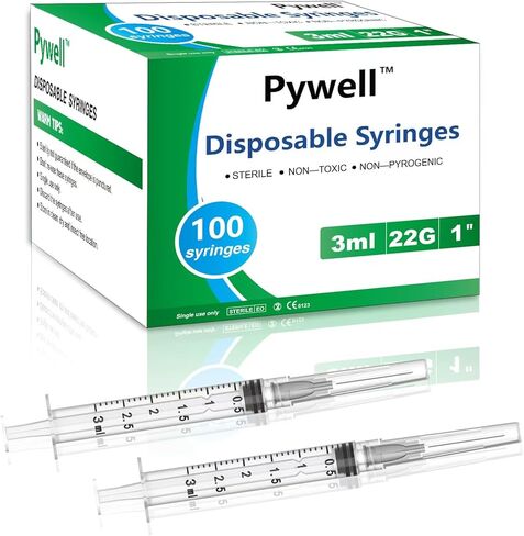 100 Pack 3ML محاقن مع الإبرة ، 22 GA 1.0 بوصة محقنة قفل luer ، مغلقة بشكل فردي ، للمختبرات العلمية ، قياس السائل ، تغذية الحيوانات الصغيرة ، الاستغناء ، قضيب ، سقي. in Kuwait