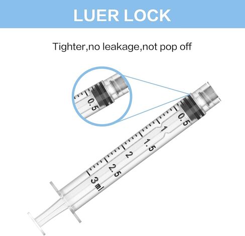 100 Pack 3ML محاقن مع الإبرة ، 22 GA 1.0 بوصة محقنة قفل luer ، مغلقة بشكل فردي ، للمختبرات العلمية ، قياس السائل ، تغذية الحيوانات الصغيرة ، الاستغناء ، قضيب ، سقي. in Kuwait