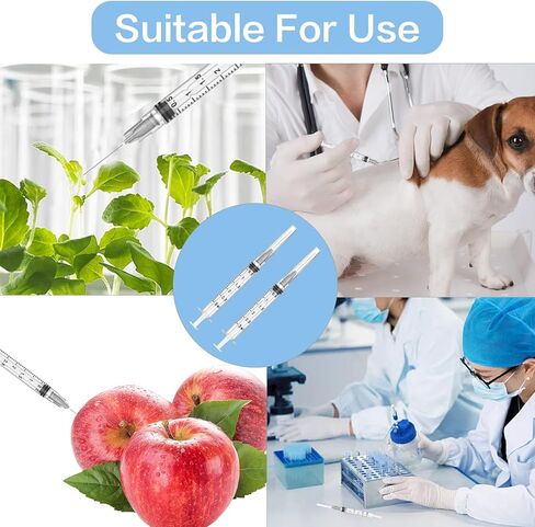 100 Pack 3ML محاقن مع الإبرة ، 22 GA 1.0 بوصة محقنة قفل luer ، مغلقة بشكل فردي ، للمختبرات العلمية ، قياس السائل ، تغذية الحيوانات الصغيرة ، الاستغناء ، قضيب ، سقي. in Kuwait