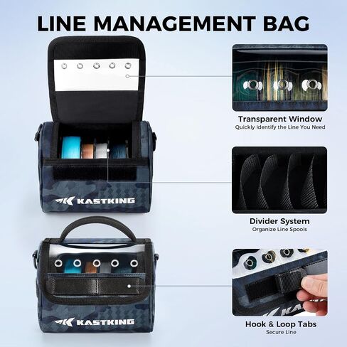 KastKing BaitSpace Line Management Bag, Fishing Line Storage Bag with Water Resistant Nylon, Clear View Window, Removable Divider for Up to 10 Spools, Tangle-free Leader Line Holder in Saudi Arabia