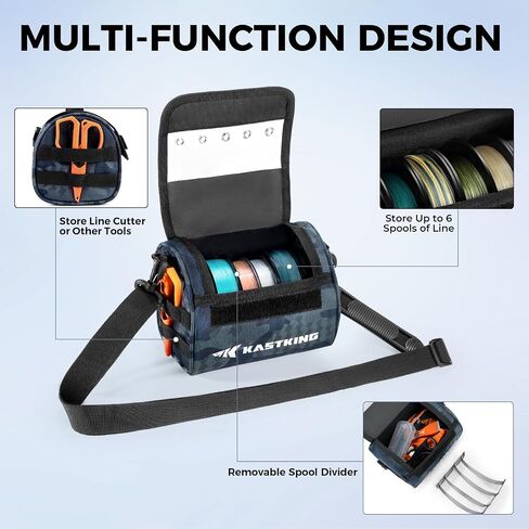 KastKing BaitSpace Line Management Bag, Fishing Line Storage Bag with Water Resistant Nylon, Clear View Window, Removable Divider for Up to 10 Spools, Tangle-free Leader Line Holder in Saudi Arabia