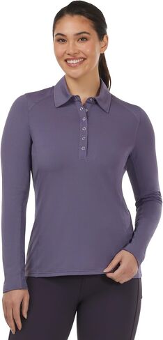 Kerrits Womens في قميص عيادة الفروسية الطويلة الأكمام - مصقولة خفيفة الوزن للركوب على نمط بولو أعلى ، ألوان صلبة in Kuwait