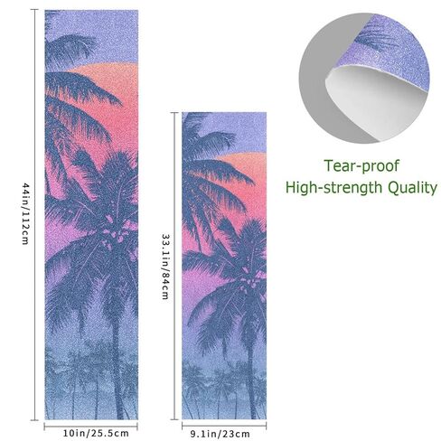 ALAZA Tropical Sunrise Palm Trees Skateboard Grip Tape Sheets 44"X 10" Graphic Longboard Griptape Bubble Free Anti-Slip Scooter Deck Sand Paper for Rollerboard in Kuwait