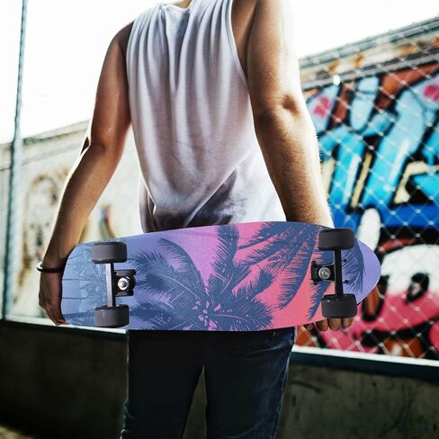 ALAZA Tropical Sunrise Palm Trees Skateboard Grip Tape Sheets 44"X 10" Graphic Longboard Griptape Bubble Free Anti-Slip Scooter Deck Sand Paper for Rollerboard in Kuwait