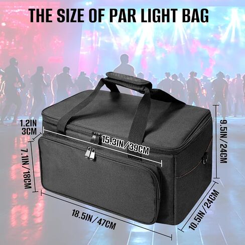 ORKELS 3/8'' Padded Stage Lighting Bag – Fits 4 Par Lights, Spotlights – Storage Bag with Fluorescent Lining, Dividers, Adjustable Straps & Accessory Pockets (4 Par Lights Case) in Saudi Arabia