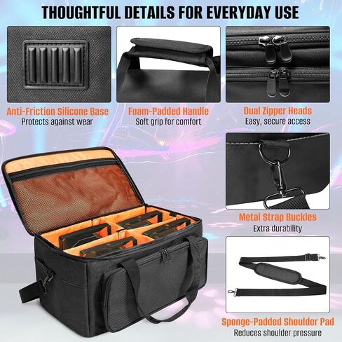 ORKELS 3/8'' Padded Stage Lighting Bag – Fits 4 Par Lights, Spotlights – Storage Bag with Fluorescent Lining, Dividers, Adjustable Straps & Accessory Pockets (4 Par Lights Case) in Saudi Arabia