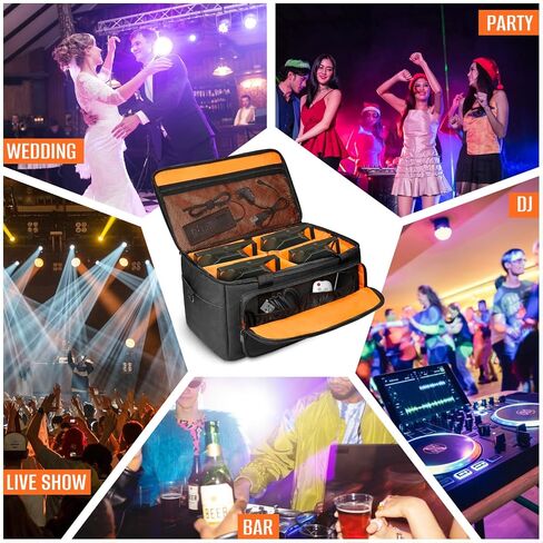 ORKELS 3/8'' Padded Stage Lighting Bag – Fits 4 Par Lights, Spotlights – Storage Bag with Fluorescent Lining, Dividers, Adjustable Straps & Accessory Pockets (4 Par Lights Case) in Saudi Arabia