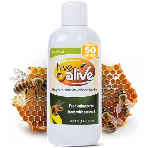 HIVE ALIVE Bee Feed Supplement - Honey Bee Liquid Food Stimulant - Beekeeping Fall Spring Feeding Enhancer – Lowers Winter Mortality, Boost Gut Health, Colony Size - 100 ml, 10 Hives in Kuwait