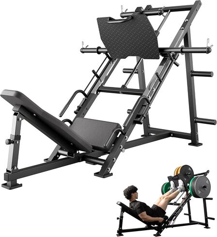 آلة الضغط على الساق 45 درجة-فادح ثنائية الوظائف الثنائية الكواد والمعدات العجول معدات تجريب مع لوحة خلفية قابلة للتعديل ، ولوحة القدم الكبيرة ، وسعة تحميل 1600 رطل لصالة الألعاب الرياضية المنزلية in Kuwait