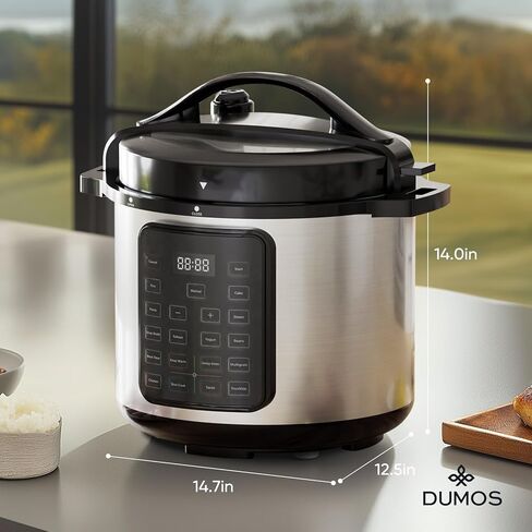 Dumos 12 in-1 ضغط الضغط الكهربائي 6 كيو تي من الفولاذ المقاوم للصدأ المقاوم للصدأ الكهربائي للضغط ، الأرز ، البخار ، صانع الزبادي ، الطهي البطيء ، حساء اللحوم ، الكعكة ، العصيدة ، متعددة. in Kuwait