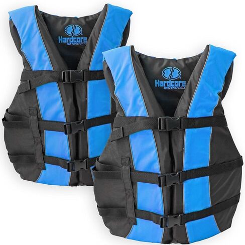 Hardcore Life Jacket 2 Pack Paddle Vest for Adults; Coast Guard Approved Type III PFD Life Vest Flotation Device; Jet ski, Wakeboard, Kayak; Ideal Extra Pontoon Boat Life Jacket in Kuwait
