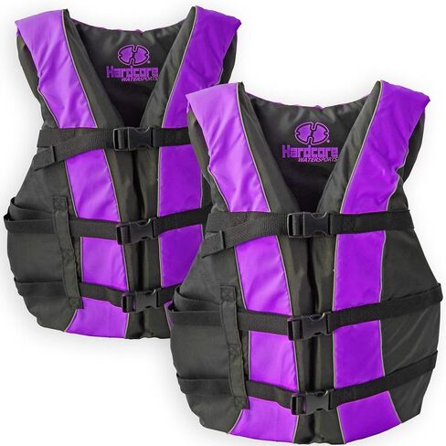 Hardcore Life Jacket 2 Pack Paddle Vest for Adults; Coast Guard Approved Type III PFD Life Vest Flotation Device; Jet ski, Wakeboard, Kayak; Ideal Extra Pontoon Boat Life Jacket in Kuwait
