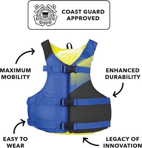 Stohlquist Kids Life Jacket 50-90 lbs - Coast Guard Approved Life Vest - Type III PFD for Boys and Girls - Secure & Adjustable Fit for Swimming, Boating & Water Sports in Kuwait