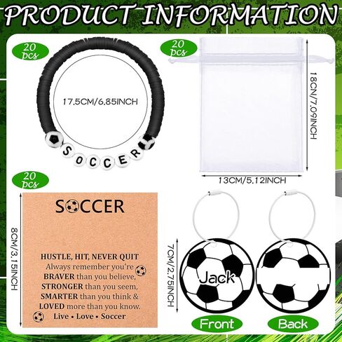 80 PCS Soccer Party Favors Bulk 20 Soccer Sport Bead Bead Ball Charm Bracelets 20 Acrylic DIY اسم مفاتيح مع 20 بطاقات ملهمة 20 حقيبة هدايا لإصدار عيد ميلاد الفريق in Saudi Arabia