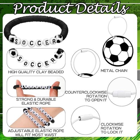 80 PCS Soccer Party Favors Bulk 20 Soccer Sport Bead Bead Ball Charm Bracelets 20 Acrylic DIY اسم مفاتيح مع 20 بطاقات ملهمة 20 حقيبة هدايا لإصدار عيد ميلاد الفريق in Saudi Arabia