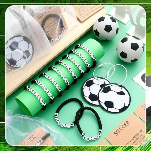 80 PCS Soccer Party Favors Bulk 20 Soccer Sport Bead Bead Ball Charm Bracelets 20 Acrylic DIY اسم مفاتيح مع 20 بطاقات ملهمة 20 حقيبة هدايا لإصدار عيد ميلاد الفريق in Saudi Arabia
