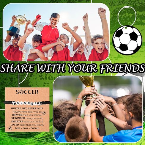 80 PCS Soccer Party Favors Bulk 20 Soccer Sport Bead Bead Ball Charm Bracelets 20 Acrylic DIY اسم مفاتيح مع 20 بطاقات ملهمة 20 حقيبة هدايا لإصدار عيد ميلاد الفريق in Saudi Arabia