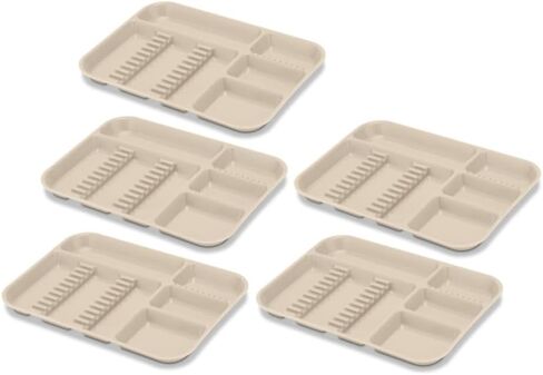 5/Pcs Pastel Colors Dental Lockable Divided Instrument Tray B Size Autoclavable Plastic Setup Tray for Medical Instruments (Clear Lid) in Kuwait