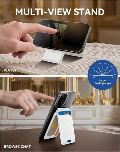 متوافق مع محفظة Magsafe ، حامل بطاقات 5 مع حامل ، محفظة الهاتف المغناطيسي ، STANE For iPhone 16/15/14/13/12 ، RFID حظر الجلد النباتي ، الأسود in Kuwait