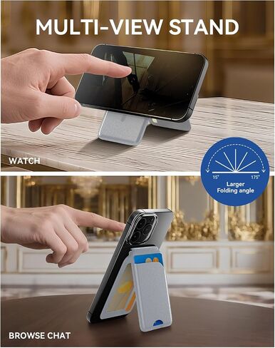 متوافق مع محفظة Magsafe ، حامل بطاقات 5 مع حامل ، محفظة الهاتف المغناطيسي ، STANE For iPhone 16/15/14/13/12 ، RFID حظر الجلد النباتي ، الأسود in Kuwait
