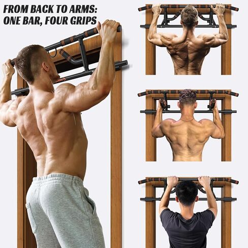 2025 Upgrade Pull up Bar for Doorway with Folding Handle, Door Pull up Bar Door Frame Multi-Grip Upper Body Trainer, 440lb Capacity, Indoor Fitness for Home Gym Strength Training in Saudi Arabia