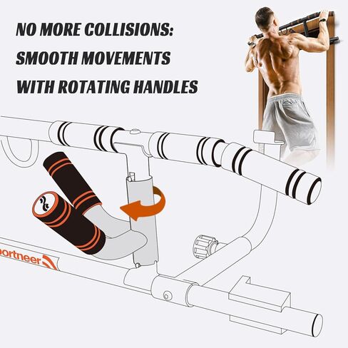 2025 Upgrade Pull up Bar for Doorway with Folding Handle, Door Pull up Bar Door Frame Multi-Grip Upper Body Trainer, 440lb Capacity, Indoor Fitness for Home Gym Strength Training in Saudi Arabia