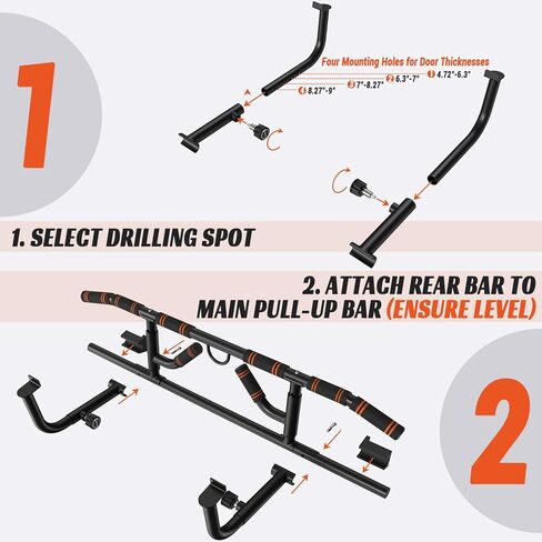 2025 Upgrade Pull up Bar for Doorway with Folding Handle, Door Pull up Bar Door Frame Multi-Grip Upper Body Trainer, 440lb Capacity, Indoor Fitness for Home Gym Strength Training in Saudi Arabia