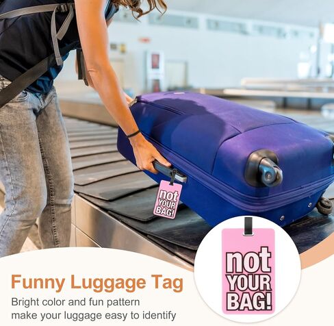 علامة أمتعة Patikil (وليس حقيبتك) ، PVC Funny Travel Facage Bag Tag Tage Label للنساء ، الأرجواني in Saudi Arabia