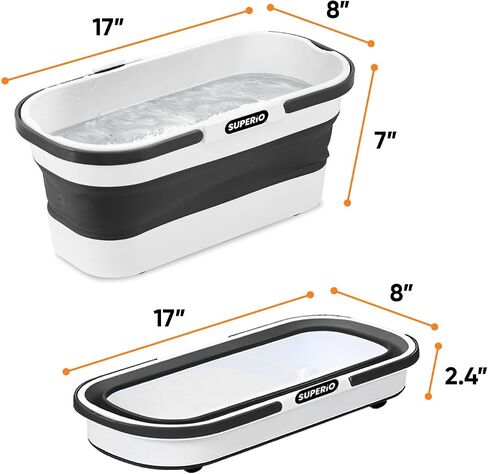 Superio Fold N' Go Mop Bucket with Wheels - Collapsible Cleaning Bucket, 10L, Portable Water Pail for Home, Car, and Outdoor Use in Saudi Arabia